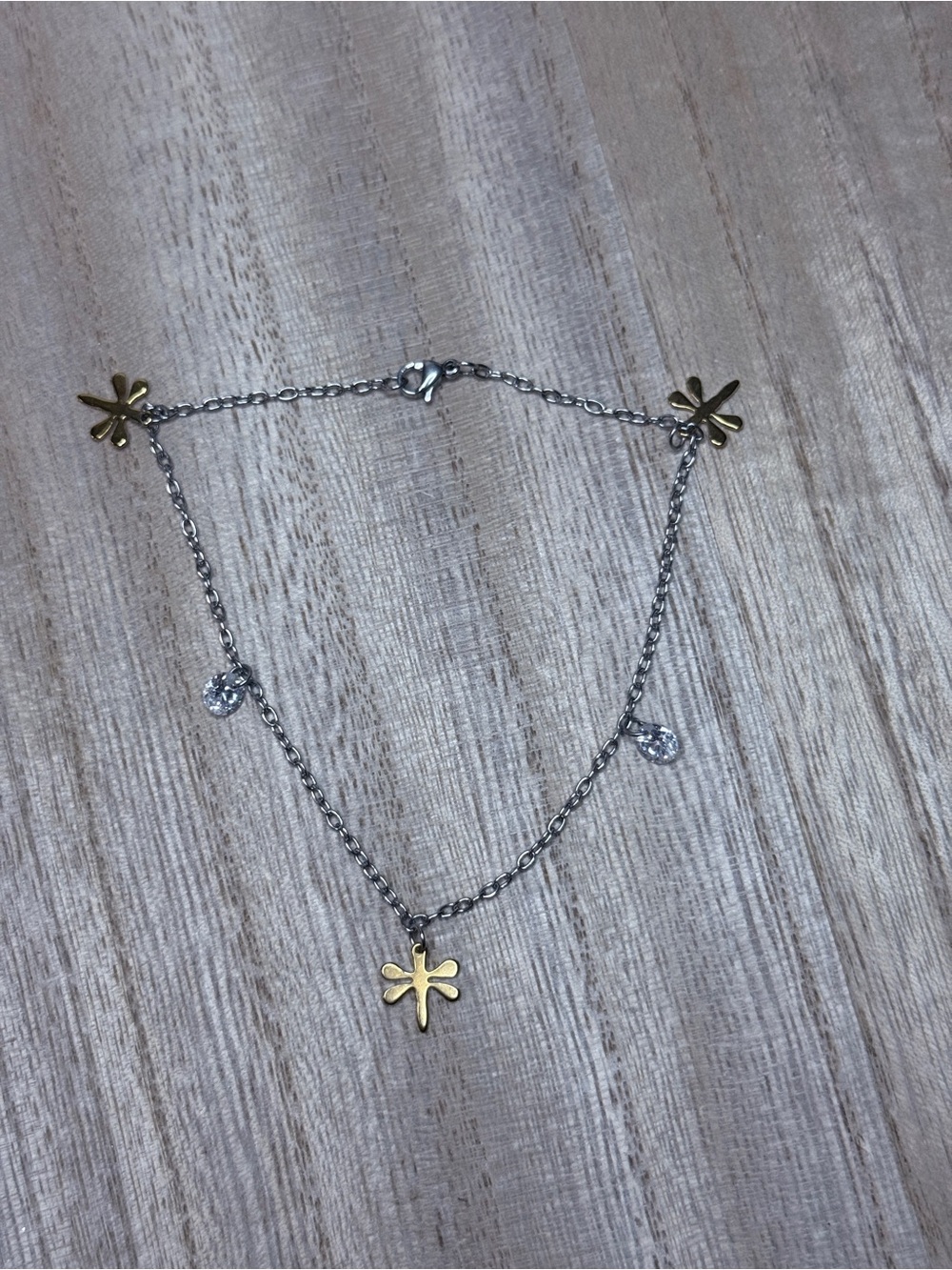 Gold Tone Dragonfly Charm Stainless Steel Anklet